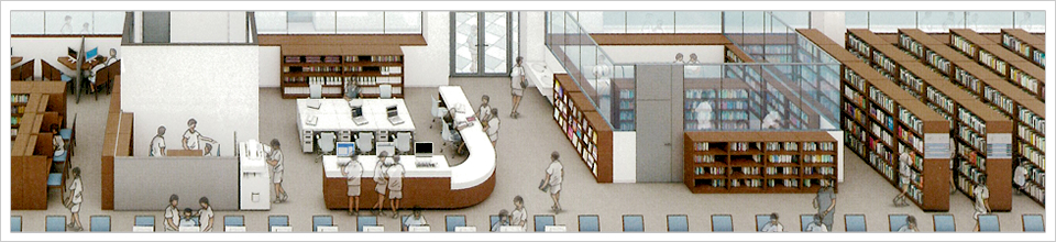 現在の学習センターは、学校創立75周年を記念し2012年に新校舎5階に建設されました。趣味・教養としての読書を楽しむため、本またはパソコンによる調べ学習等、それぞれの目的に応じた利用が可能となっております。